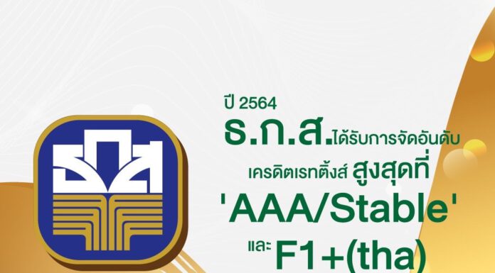 ธ.ก.ส. ได้รับการจัดอันดับเครดิตเรทติ้งส์สูงสุดที่ AAA(tha) และ F1+(tha) ต่อเนื่อง 8 ปี