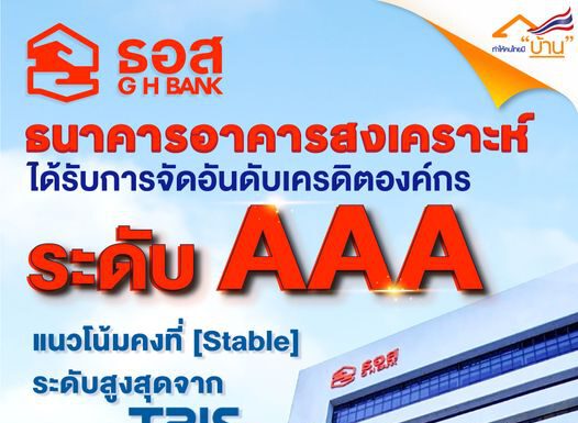 ทริสเรทติ้ง คงอันดับเครดิตองค์กร ธอส. ที่ AAA