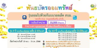 กระทรวงการคลังเปิดขายพันธบัตรออมทรัพย์รุ่น “ออมไปด้วยกัน” วงเงิน 80,000 ล้านบาท 15 พ.ย.นี้