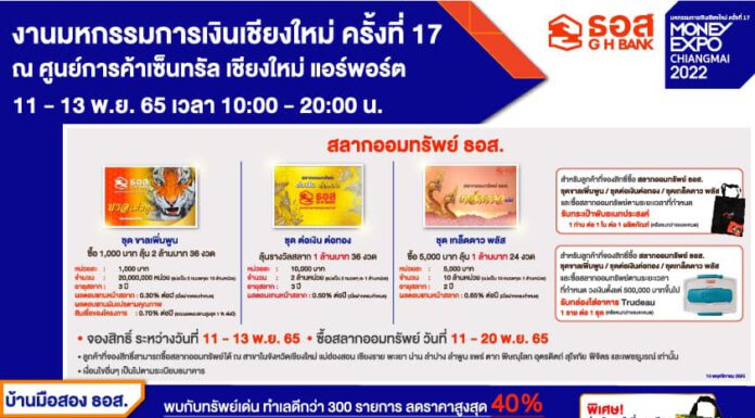ธอส. จัดโปรเด็ด ร่วมงาน “มหกรรมการเงินเชียงใหม่ ครั้งที่ 17” 11-13 พฤศจิกายนนี้