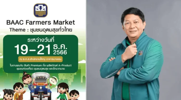 ธ.ก.ส. ชวนช้อปของขวัญปีใหม่ สินค้าจากชุมชนอุดมสุขทั่วประเทศ ในงาน BAAC Farmers Market 19-21 ธ.ค.นี้