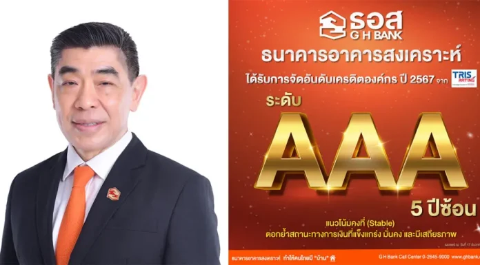 ทริสเรทติ้งคงอันดับเครดิตองค์กร ธอส. ระดับ AAA เป็นปีที่ 5 ติดต่อกัน