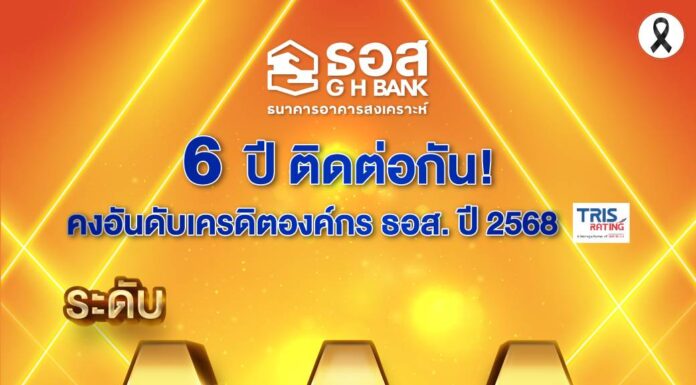 6 ปี ติดต่อกัน! ทริสเรทติ้ง คงอันดับเครดิตองค์กร ธอส. ในระดับ AAA และแนวโน้ม “Stable” เป็นอันดับสูงสุด