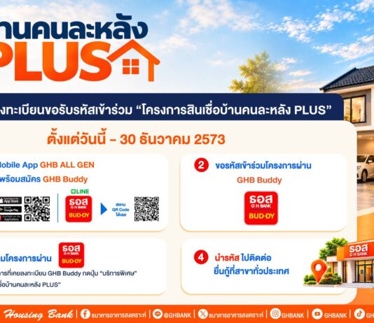 ธอส. เปิดขั้นตอนลงทะเบียนเข้าร่วม “โครงการสินเชื่อบ้านคนละหลัง PLUS” พร้อมเช็กเงื่อนไขก่อนกู้